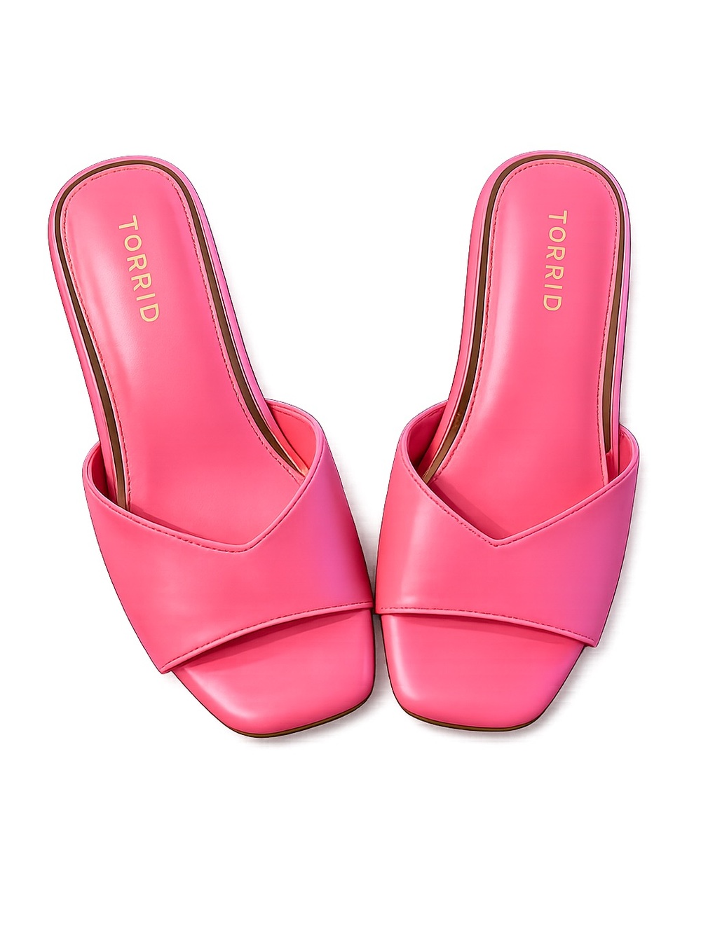 Torrid Pink Kitten Heel Slide Sandals WW Extra Wide Square Toe Barbiecore 9